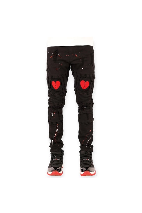 Men Heartbreaker Denim UB New 3201 (Jet Black Red)