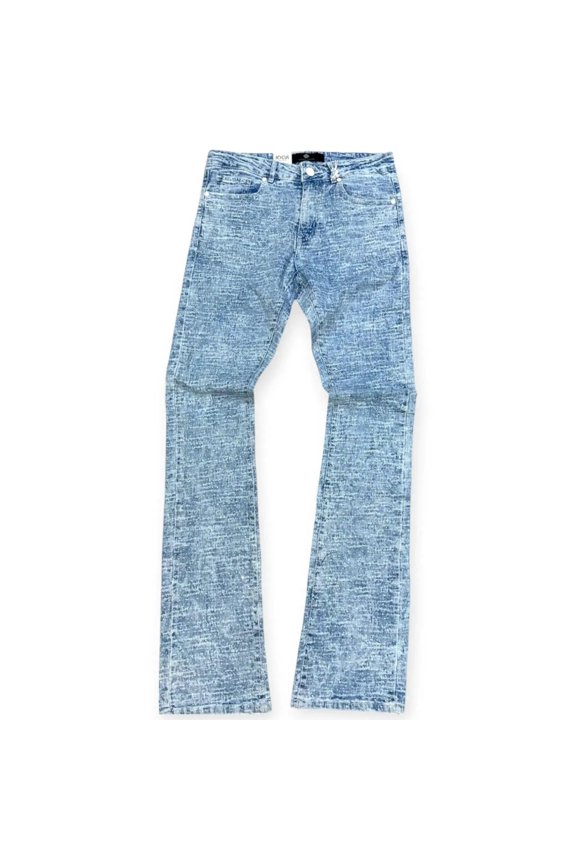 Men Stacked Laser Rip Stone Denim (Azul)
