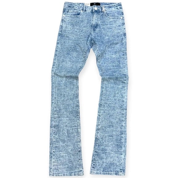 Focus Men Stacked Laser Rip Stone Denim (Azul)