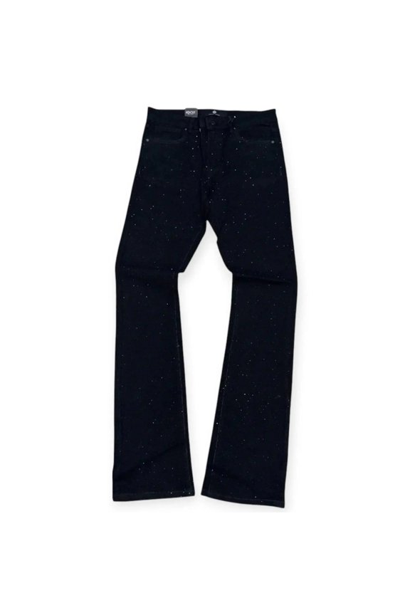 Men Stacked Laser Rip Stone Denim (Onyx)