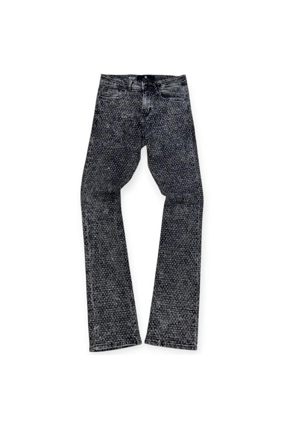 Men Stacked Laser Rip Stone Denim (Shadow)