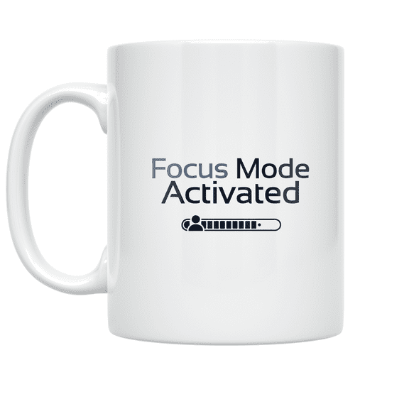 Focus Mode Activated Progress Bar Design - Office Worker - 11 oz Ceramic Coffee Mug