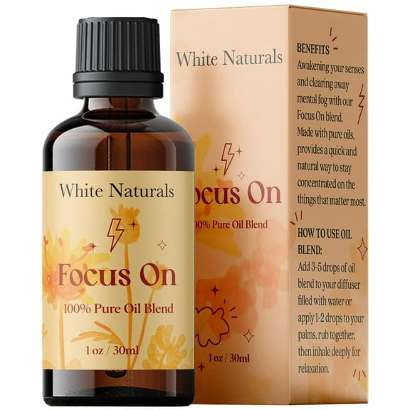 Focus On Essential Oil Blend  Refreshing Aromatherapy Oil for Clarity & Attention, 100% Pure & Natural Essential Oils for Productivity, 1oz