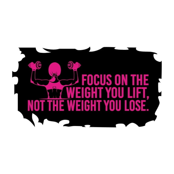 Focus On The Weight You Lift Fitness Exercise Quote Watercolor Vinyl Design Wall Art Sticker Designs Vinyl Stickers For Home House Walls Rooms Windows Bedroom Decoration Size (20x20 inch)
