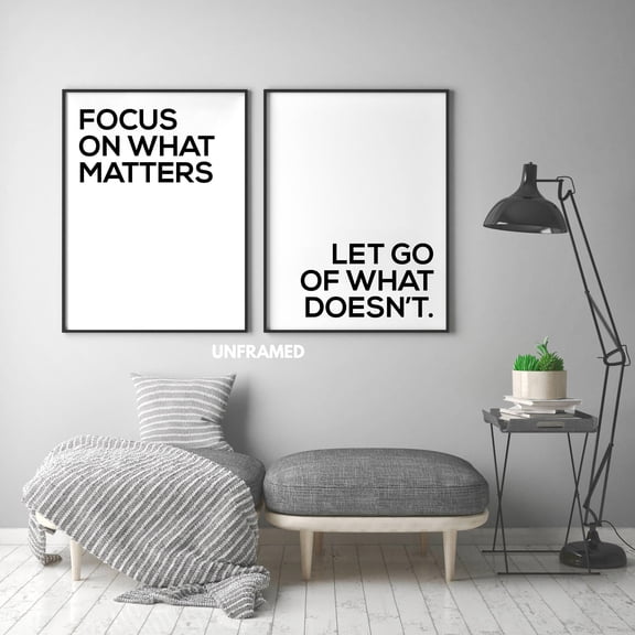 Focus On What Matters Motivational Poster Prints Minimalist Wall Art Set 2