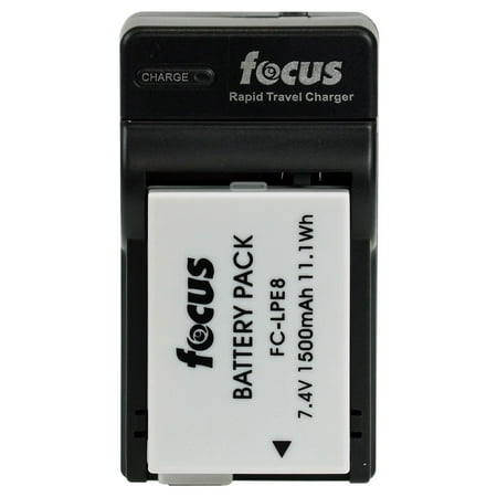 Focus Replacement Rechargeable Li-Ion Battery & Travel Charger for Canon LP-E8
