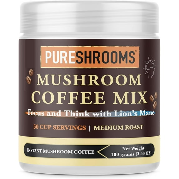 Focus & Think Instant Mushroom Coffee with Lion's Mane Mushroom Extract. The Focus Brew! Brain Supplement Nootropic (100g/3.53oz)