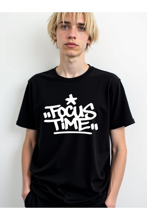 Focus Time Graphic Tee for men t-shirts black graphic top t shirts For summer Fall spring and summer clothing Fashion Unisex Shirt Graphic Tee tshirts