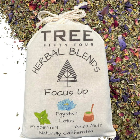 Focus Up Herbal Blend in Double Drawstring Sachet, Loose, Organic 3 oz | Tree Fifty Four