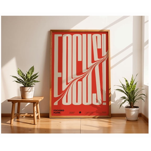 Focus Wall Art Red Retro Poster Psychedelic Wavy Decor Office Poster