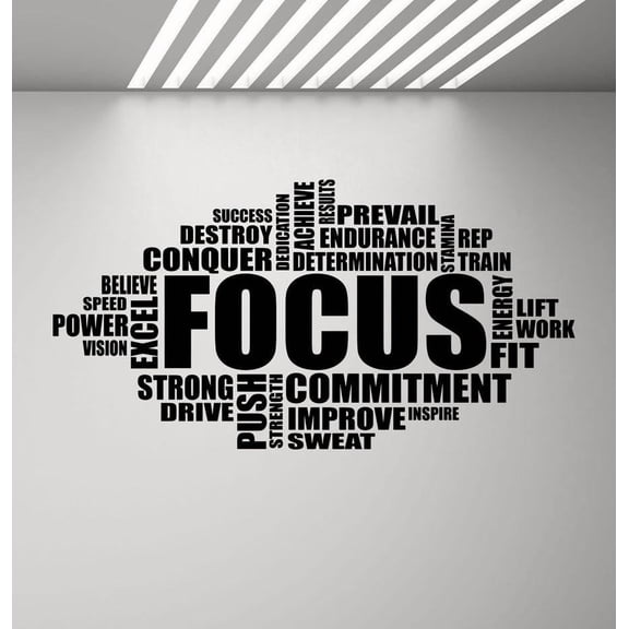 Focus Wall Decal Motivational Sign Gym Quote Word Poster Fitness Sport Vinyl Sticker Inspirational Bedroom HomeGym Decor 58x30cm