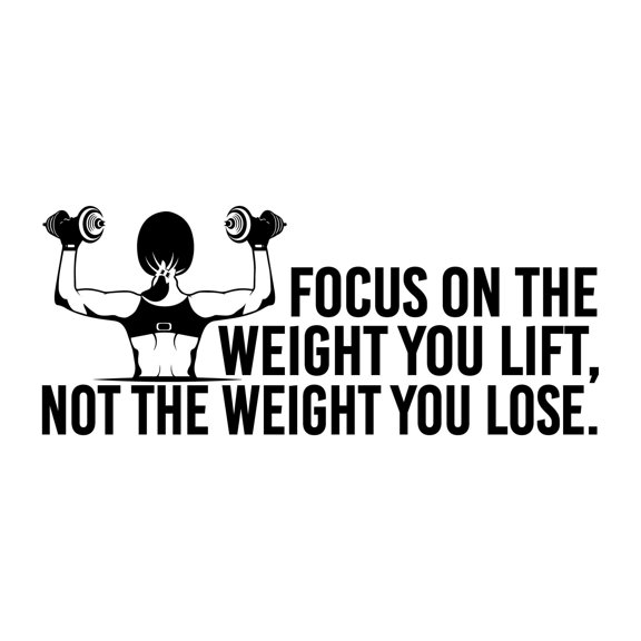 Focus On The Weight You Lift Exercise Workout Quote Motivation Vinyl Decal Wall Art Sticker Designs Vinyl Stickers For Home House Walls Rooms Windows Bedroom Decoration Size (12x12 inch)