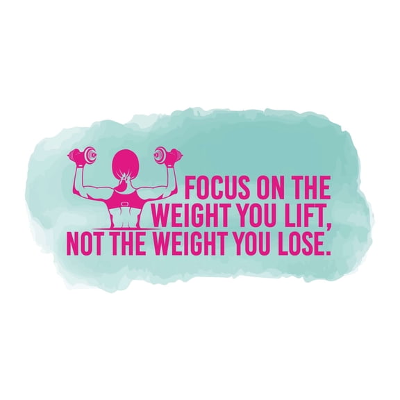 Focus On The Weight You Lift Fitness Inspiration Quote Watercolor Design Wall Art Sticker Designs Vinyl Stickers For Home House Walls Rooms Windows Bedroom Decoration Size (12x12 inch)