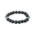 thumbnail image 1 of Focus for Men by Focus Men Black Agate Stretch Bracelet in Brilliant White Stainless Steel. 8.5", 1 of 4