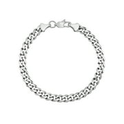 FOCUS FOR MEN by Focus Men Curb Link Bracelet in Brilliant White Stainless Steel, 8.5"