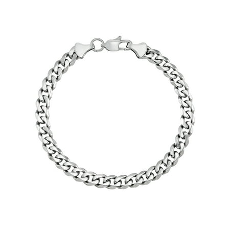 Focus for Men by Focus Men Curb Link Bracelet in Brilliant White Stainless Steel, 8.5"