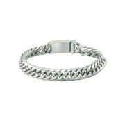 Focus for Men by Focus Men Dimensional Modern Curb Link Bracelet in Brilliant White Stainless Steel, 9".