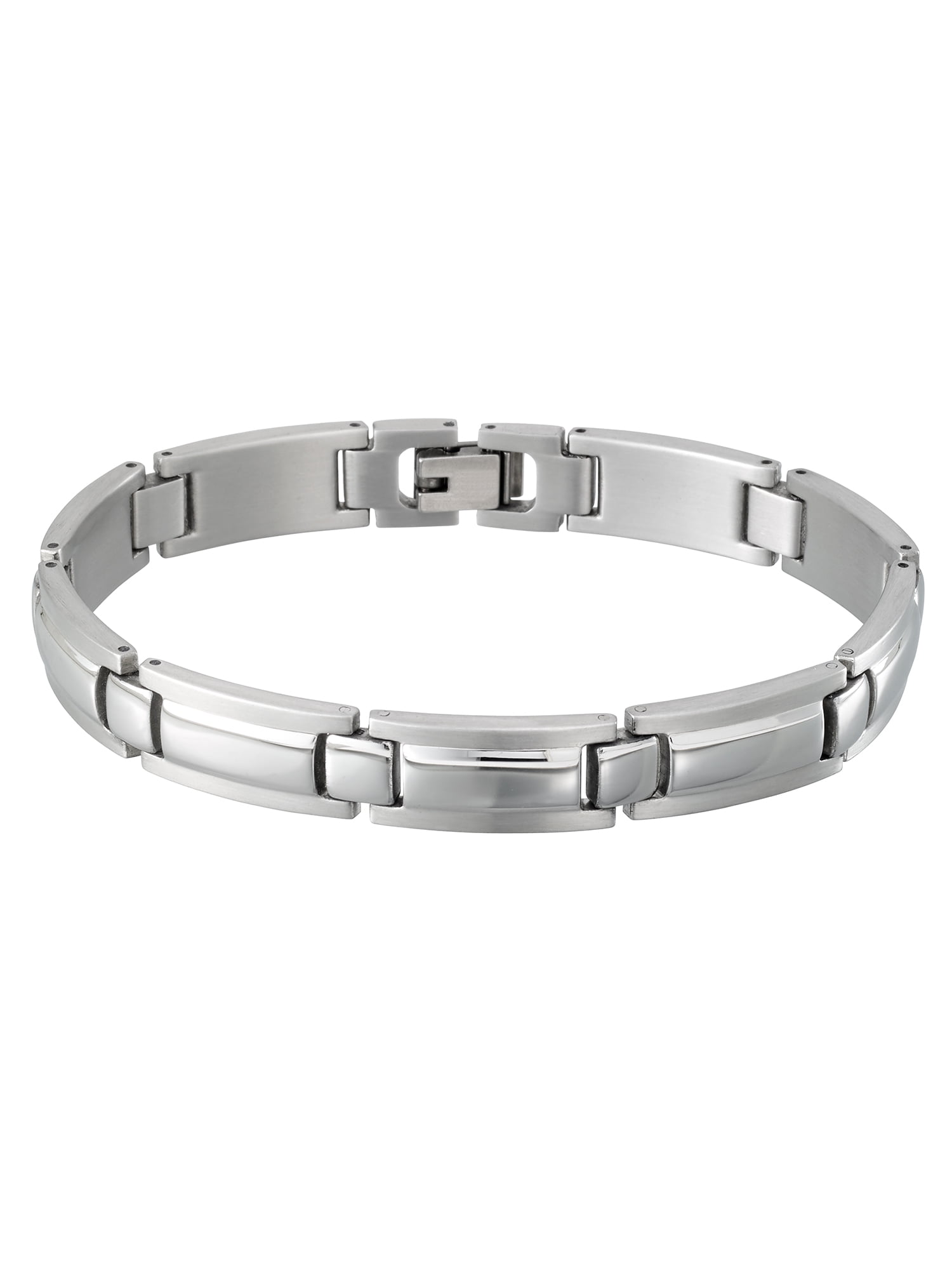 Focus for Men by Focus Men Modern Line Bracelet in Brilliant White Stainless Steel, 8.5"