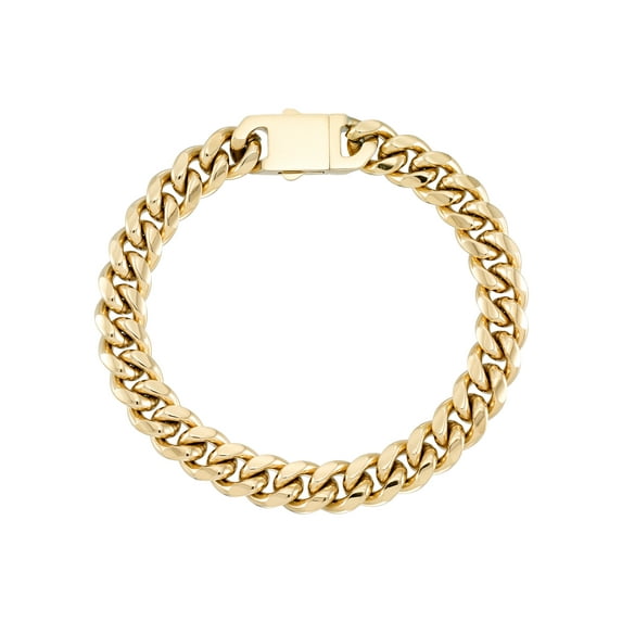 Focus for Men by Focus Men, Soldi Bold, Signature Curb Link Bracelet in Stainless Steel with Gold Tone Ion Plating, 9".