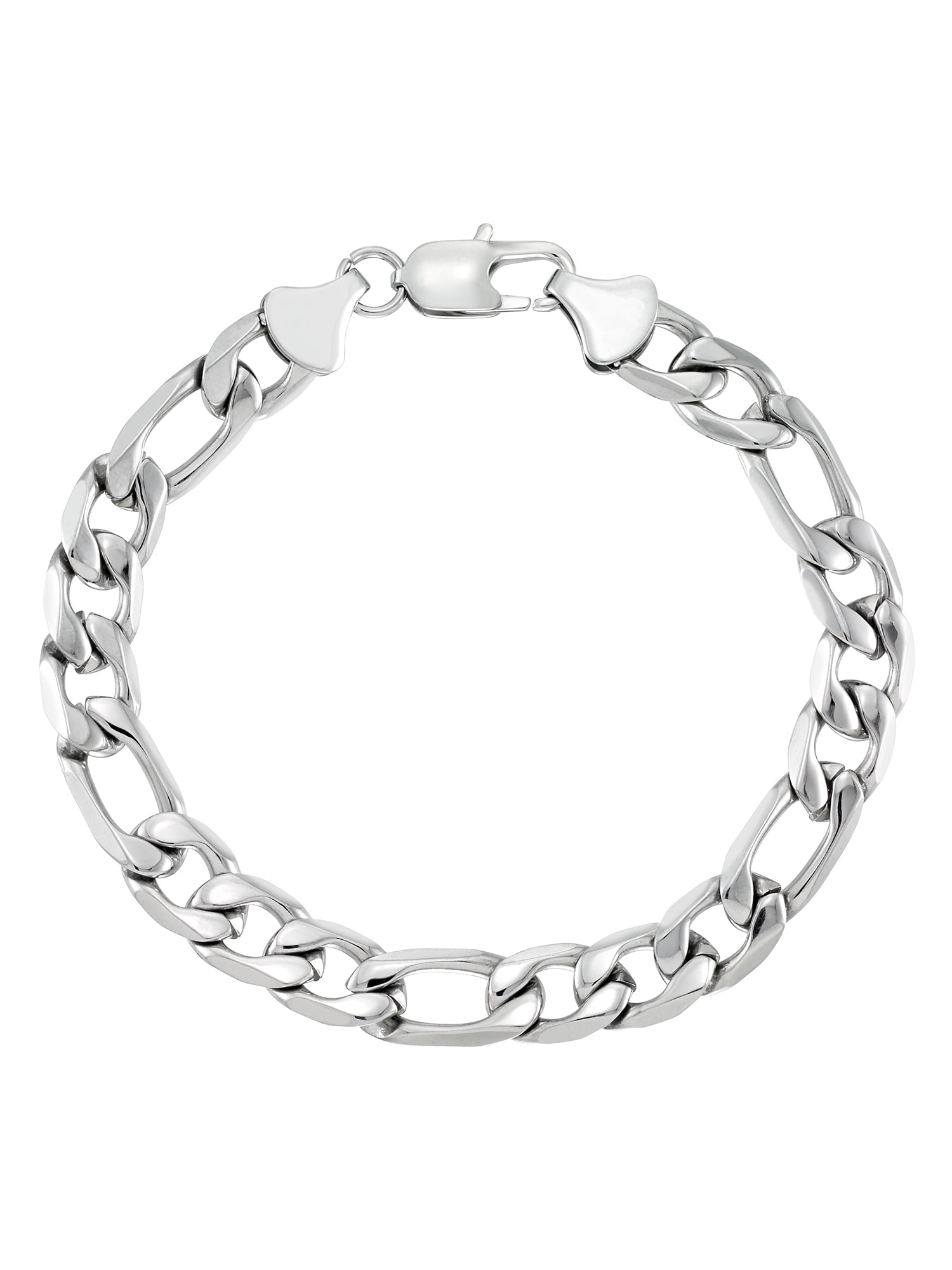 Focus for Men by Focus Men Solid Bold Figaro Bracelet in Brilliant White Stainless Steel, 9".