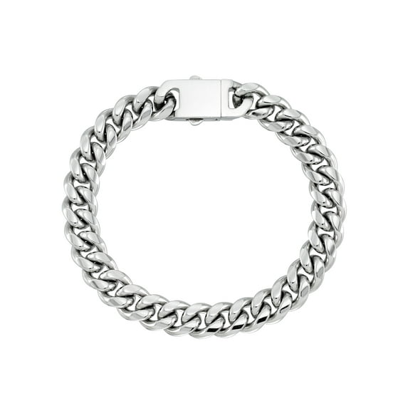 Focus for Men by Focus Men Solid Bold, Signature Curb Link Bracelet in Brilliant White Stainless Steel, 9".