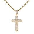 thumbnail image 1 of Focus for Men by Simone I. Smith, Bold Cross Pendant with Brilliant Simulated Diamonds in Stainless Steel with Gold Tone Ion Plating, 24" Chain., 1 of 5