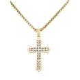 thumbnail image 1 of Focus for Men by Simone I. Smith, Elegant Cross Pendant with Brilliant Simulated Diamonds in Stainless Steel with Gold Tone Ion Plating, 24" Chain., 1 of 4
