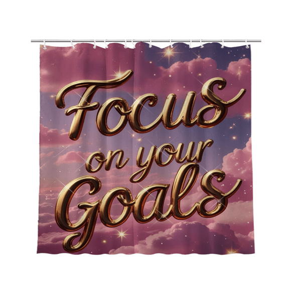 Focus on Your Goals Motivational Quote Shower Curtain, Soft Bathroom Decor, 72 x 72 Inch