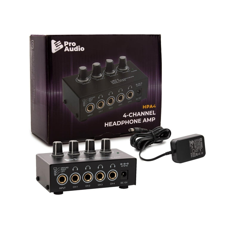 FocusProAudio Compact 4 Channel Stereo Headphone Amplifier with DC 12V Power Adapter Walmart