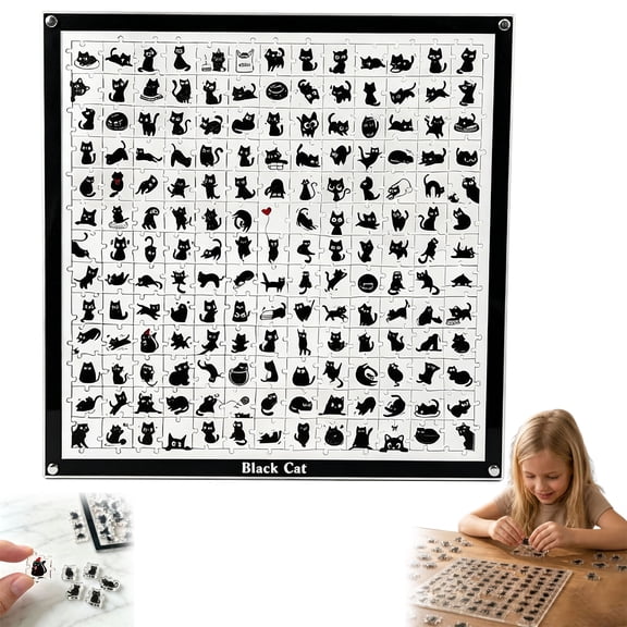 Focused Acrylic Cute Cat Puzzle with Difficult Alien Shapes Challenging Daily Life Puzzle Clear Design for Adults Teens Cat Lovers