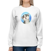 Focused Cat Sweatshirt Women -Kayomi Harai Designs, Female Small