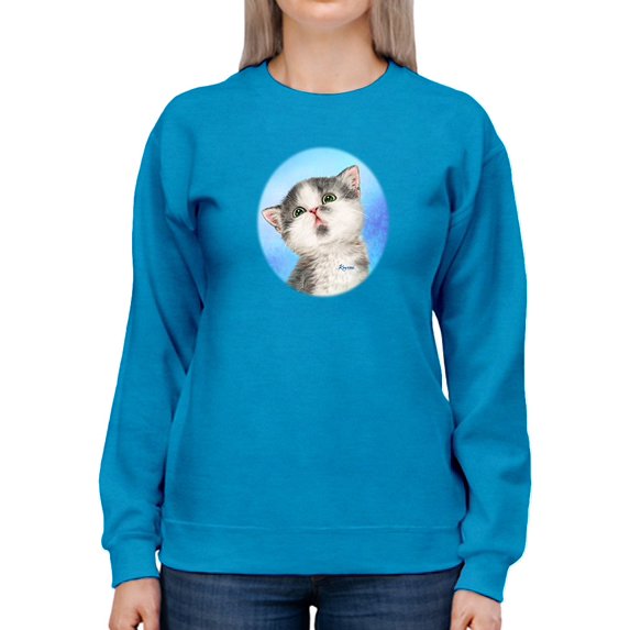 Focused Cat Sweatshirt Women -Kayomi Harai Designs, Female x-Large
