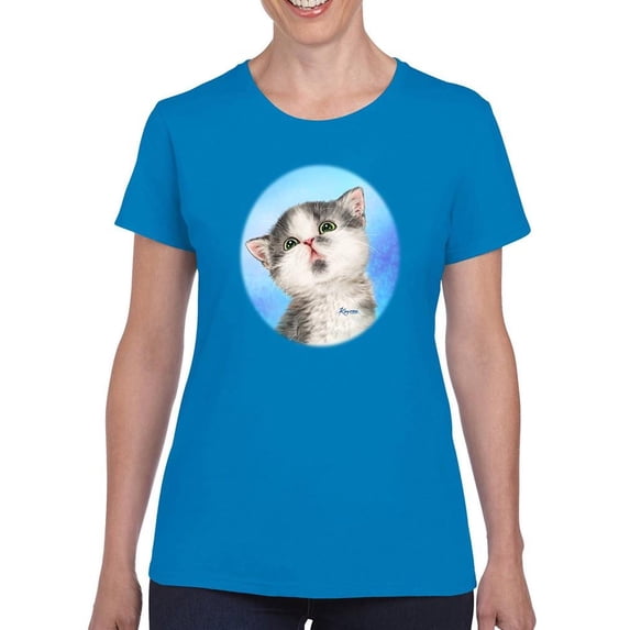 Focused Cat T-Shirt Women -Kayomi Harai Designs, Female XX-Large
