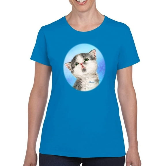 Focused Cat T-Shirt Women -Kayomi Harai Designs, Female x-Large
