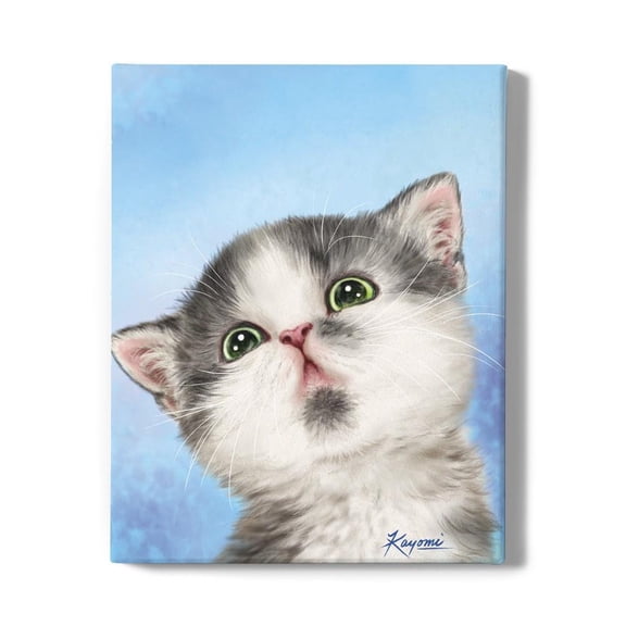 Focused Cat Wrapped Canvas -Kayomi Harai Designs,