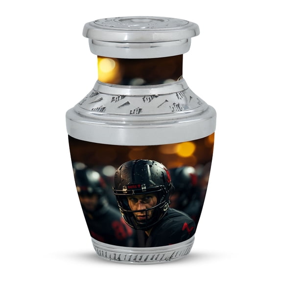 Focused Football Player Eternal Keepsake - Compact Urn for Cherished Ashes - Miniature Memory Tribute - Funeral Urns For Human Ashes - Memorial Urns 3 Inch, 1 Pc