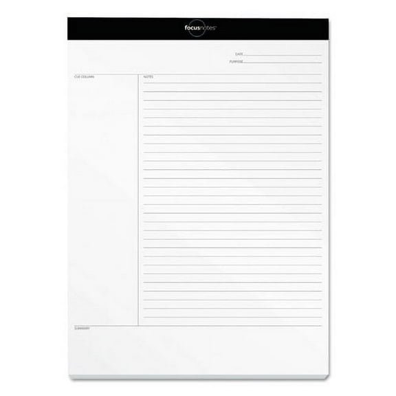 Focusnotes Legal Pad, Meeting-Minutes/notes Format, 50 White 8.5 X 11.75 Sheets | Bundle of 2 Each