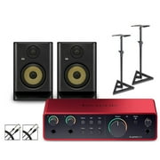 Focusrite 2i2 Gen 4 With KRK ROKIT G5 Studio Monitor Pair Stands & Cables Included ROKIT 5