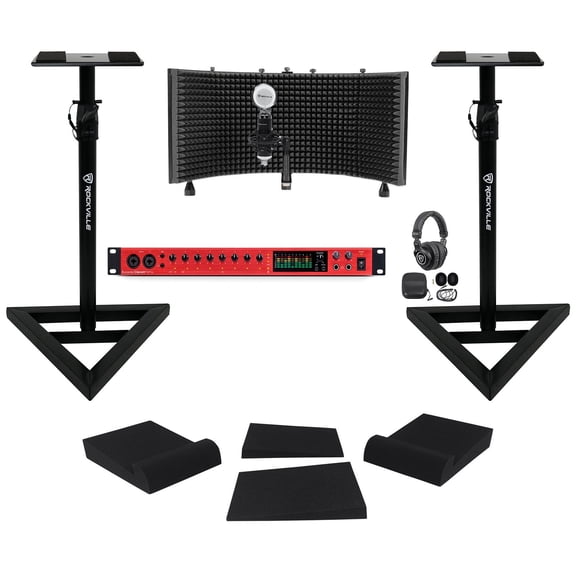 Focusrite Clarett Plus 8Pre Bundle: Interface, APM5B Monitors, PRO-M50 Headphones, RCM03 Mic, Shield Kit Pro Use, 5-items
