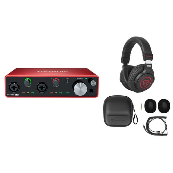 Focusrite SCARLETT 4I4 3rd Gen 192KHz USB Audio Interface and PRO-M50 SR Headphones
