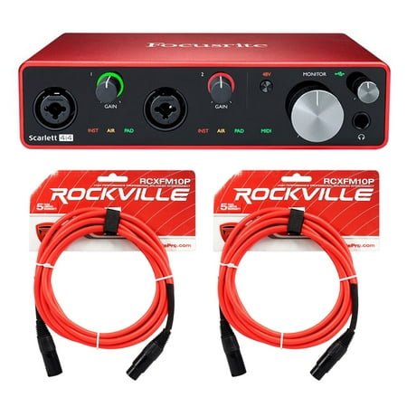 Focusrite SCARLETT 4I4 3rd Gen 192KHz USB Audio Recording Interface and 2 XLR Cables