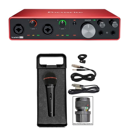 Focusrite SCARLETT 8I6 3rd Gen 192KHz USB Audio Interface Bundle with Microphone, Cable, Case ( 2 Items)