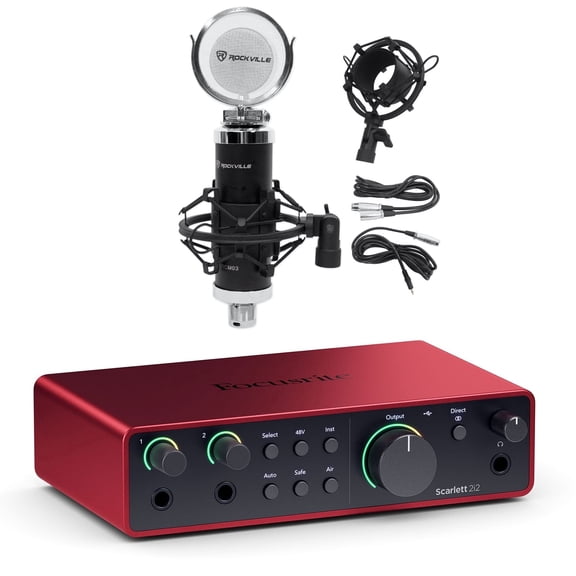 Focusrite Scarlett 2i2 4th Gen Studio Recording USB Audio Interface+Microphone