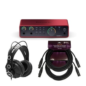 Focusrite Scarlett 2i2 4th Gen USB Audio Interface with Headphones and Cables