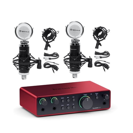 Focusrite Scarlett 2i2 4th Gen USB Recording Audio Interface+(2) Microphones