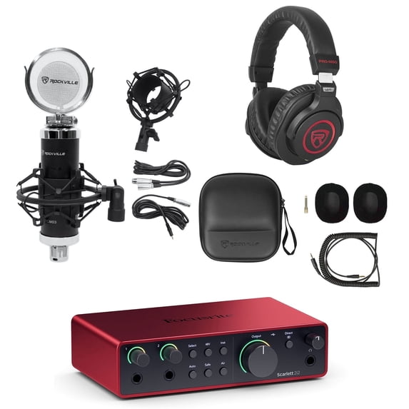 Focusrite Scarlett 2i2 4th Gen USB Recording Audio Interface+Mic+Headphones