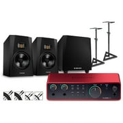 Focusrite Scarlett 2i2 4th Gen With Adam Audio T-Series Studio Monitor Pair & T10S Subwoofer Bundle Stands & Cables Included T7V