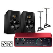 Focusrite Scarlett 2i2 4th Gen With Adam Audio T-Series Studio Monitors Stands & Cables Included T7V