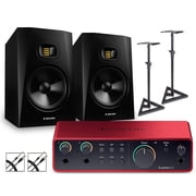 Focusrite Scarlett 2i2 4th Gen With Adam Audio T-Series Studio Monitors Stands & Cables Included T8V