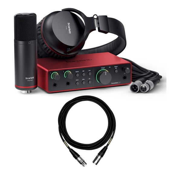 Focusrite Scarlett 2i2 Studio (4th Gen) Recording Package Bundle with Mogami XLR Cable